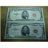 Image 1 : 1953-B & 63 $5 US NOTES RED SEALS