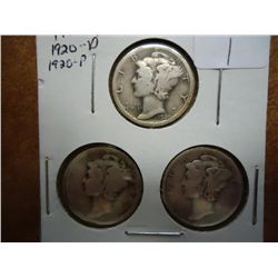 1920-D,20-D & 20 MERCURY DIMES
