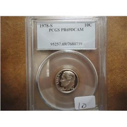1978-S ROOSEVELT DIME PCGS PR69 DCAM