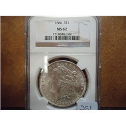 1886 MORGAN SILVER DOLLAR NGC MS62
