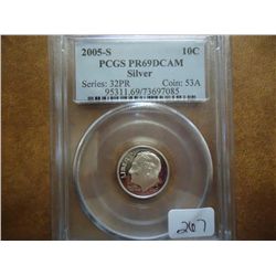 2005-S SILVER ROOSEVELT DIME PCGS PR69 DCAM