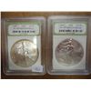 Image 1 : 1997 & 2003 AMERICAN SILVER EAGLES INB MS70'S