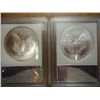 Image 2 : 1997 & 2003 AMERICAN SILVER EAGLES INB MS70'S
