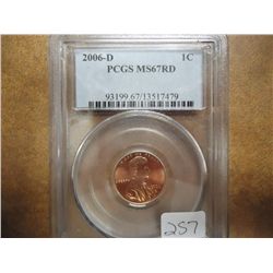 2006-D LINCOLN CENT PCGS MS67 RD