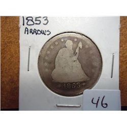 1853 WITH ARROWS SEATED LIBERTY QUARTER