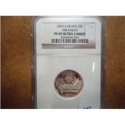 2003-S SILVER ARKANSAS QUARTER NGC PF69 ULTRACAMEO