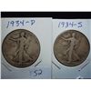 Image 1 : 1934-D & 34-S WALKING LIBERTY HALF DOLLARS