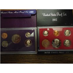 1982 & 89 US PROOF SETS (WITH BOXES)