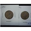 Image 1 : 1890 & 91 LIBERTY "V" NICKELS