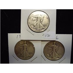 1943,43-S & 46 WALKING LIBERTY HALF DOLLARS