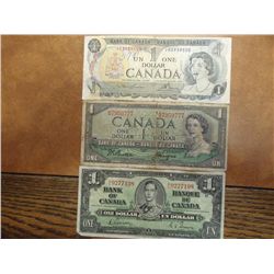 1937,54 & 73 CANADA $1 NOTES