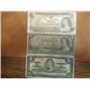 Image 1 : 1937,54 & 73 CANADA $1 NOTES