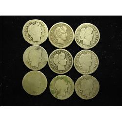 9 ASSORTED BARBER DIMES