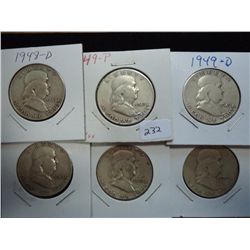 1948-D,49,49-D,49-S,52-S & 53-S FRANKLIN HALVES