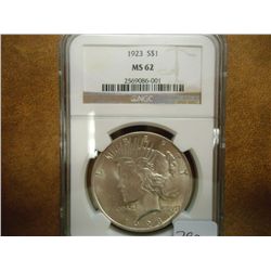 1923 PEACE SILVER DOLLAR NGC MS62