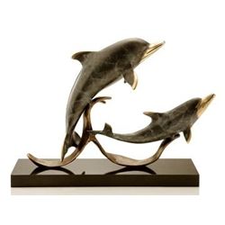 Double Dolphin Bronze Sculpture