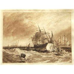 Short "Entrance Of The Medway" Signed Mezzotint