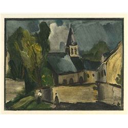 Vlaminck "Church At Bougival" Lithograph