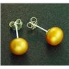 Image 1 : 7 Mm Gold Pearl Stud Earrings