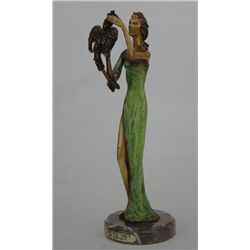 "Lady With Parrot" Bronze Sculpture - Chiparus