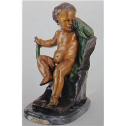 "Crying Boy" Bronze Sculpture - A.  Moreau