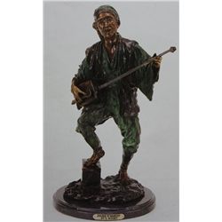 "Japanese With Mandolin" Bronze Sculpture - Bouret