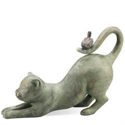 Cat With Bird Garden Sculpture