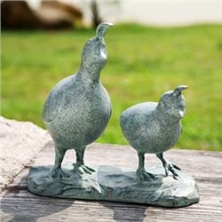 Quail Couple Garden Sculpture