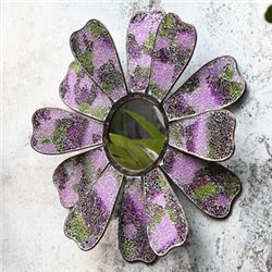 Pink Mosaic Glass Flower Mirror