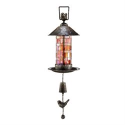 Pink Mosaic Glass Birdfeeder