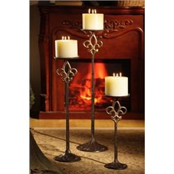 Set Of Fluer De Lis Floor Candle Sticks