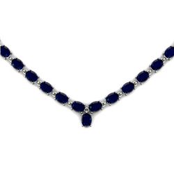 NATURAL 30.00 CTW SAPPHIRE NECKLACE .925 STERLING SILVE