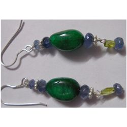 Natural 31.20ct Emerald/Tanzanite/Semi Precious Earring