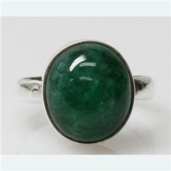 Natural 5.11g Emerald Oval Ring .925 Sterling Silver