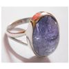 Image 1 : Natural 22.70 ctw Tanzanite Oval Ring .925 Sterling