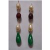 Image 1 : Natural 39.95ct Pearl,Ruby,Emerald Earring .925 Sterlin