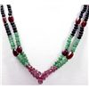 Image 2 : Natural 175.50 ctw Emerald, Ruby Sapphire Necklace