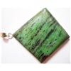 Image 1 : Natural 16.99g Green Ruby Square .925 Sterling Pendant