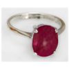 Image 1 : Natural 3.1 ctw Ruby Oval .925 Sterling Silver Ring