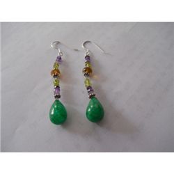 41.05 ctw Emerald and Semi Precious Earrings .925 Sterl