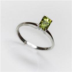 Natural 2.50 ctw Peridot Emerald Cut .925 Sterling Ring