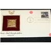 Image 1 : 1989 First Day Issue 22K Gold Replica Stamp W/Postal Stamp; Classic Mail Transportation Automobile