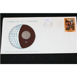 Iraq; Coins of All Nations W/Postal Stamp