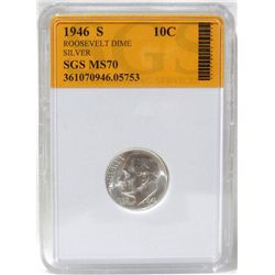 1946-S Roosevelt Silver Dime SGS MS70