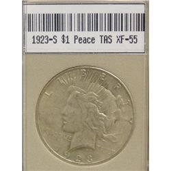 1923-S Peace Dollar TAS XF-55 W/Appraisal