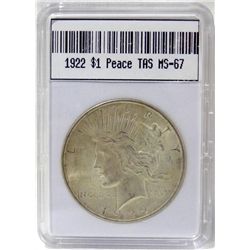 1922 Peace Silver Dollar TAS MS-67 W/Appraisal