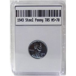 1943 Lincoln Steel Penny TAS MS-70
