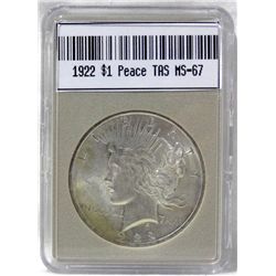 1922 Peace Silver Dollar MS-67 w/Appraisal