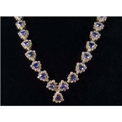 14K GOLD LADIES TANZANITE AND DIAMOND NECKLACE