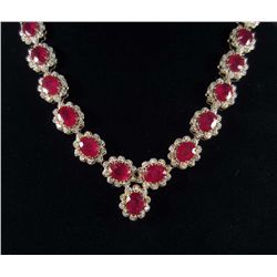 14K GOLD RUBY AND DIAMOND NECKLACE